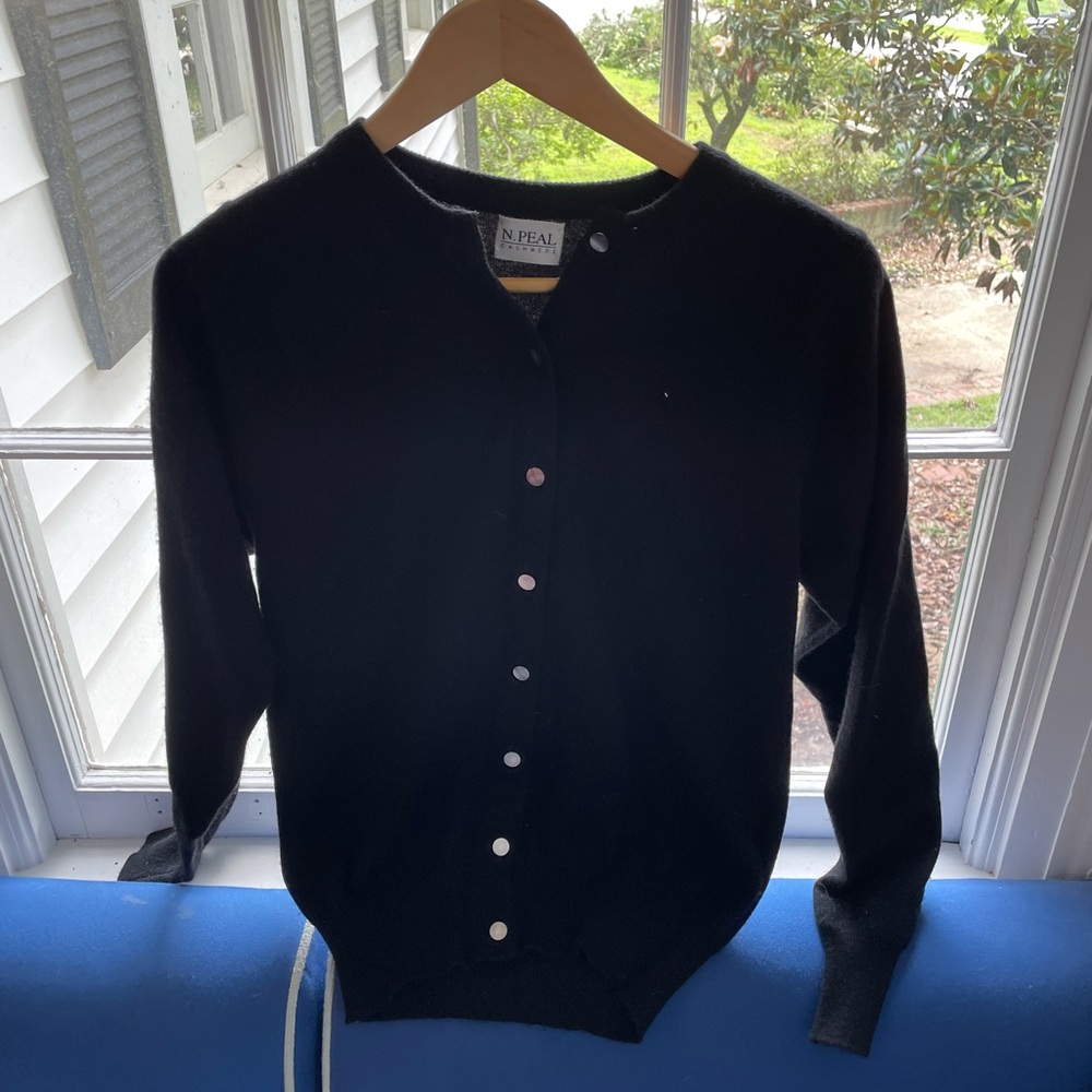 Black cashmere button down sweater/cardigan